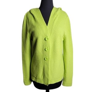 Northcrest hooded green button front cardigan sweater women’s medium 10/12